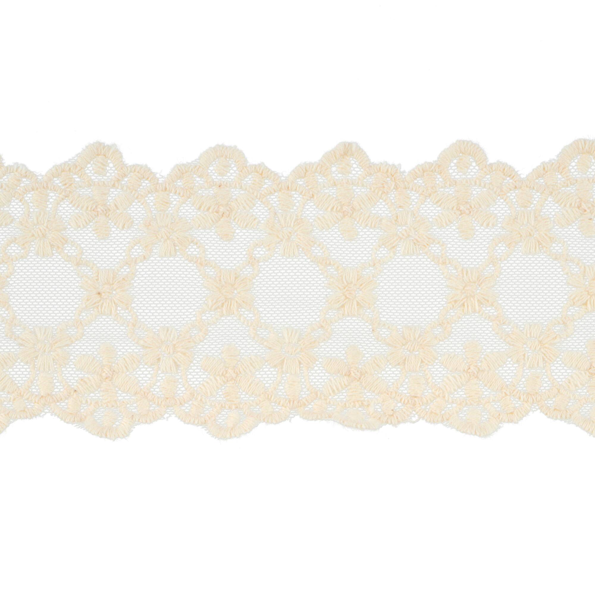 3" Ivory Embroidered Lace Trim by Celebrate It®